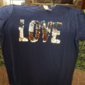 Lane Bryant Kids Navy Tee with Sequin LOVE